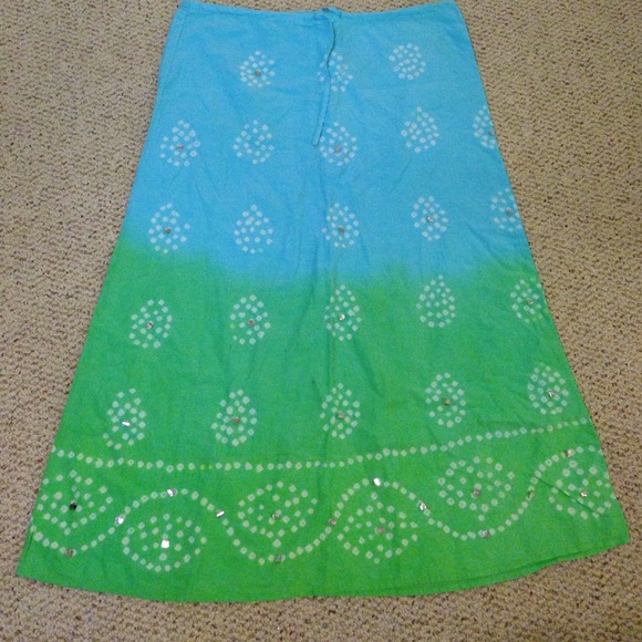 Old navy blue and green maxi skirt size 10 - Picture 1 of 3
