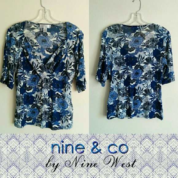 Nine West Tops - Nine & Co by Nine West Floral Faux Wrap Top M