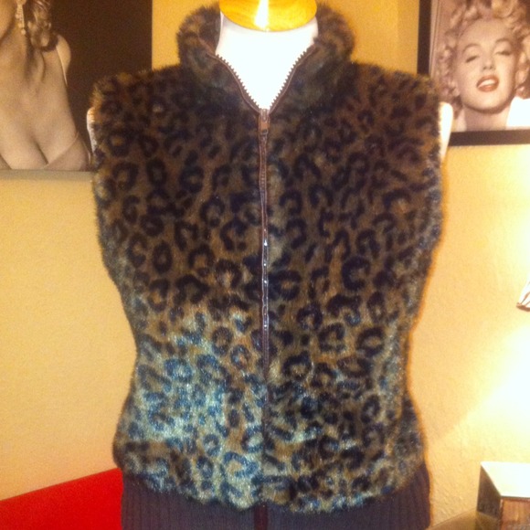 Faux Fur Cheetah Sweater Vest