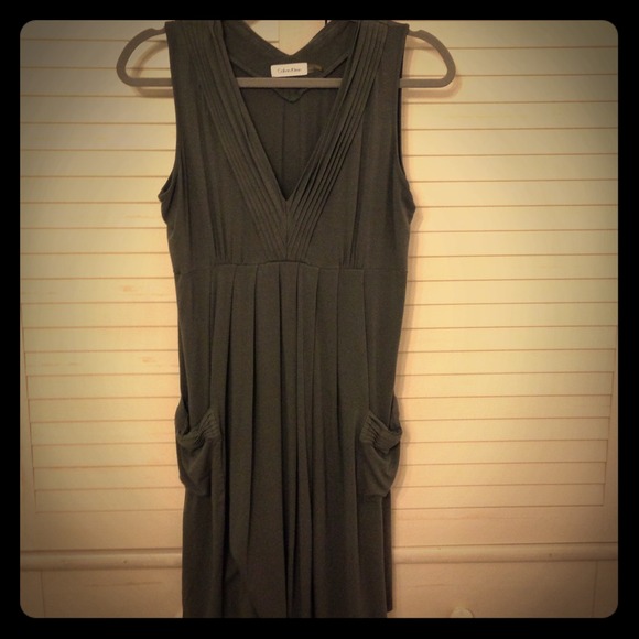 Olive green Calvin Klein dress with pockets!