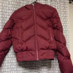 Burgundy puffy jacket
