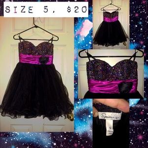 Short Black & Pink Glitter Prom Dress