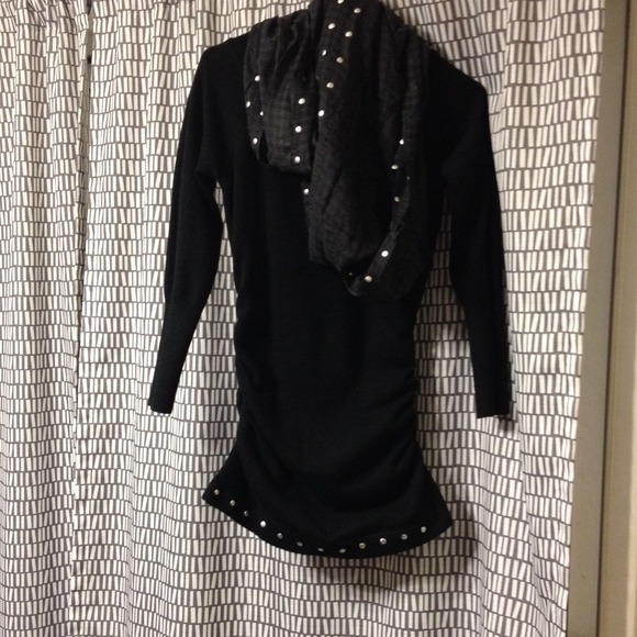 Black sweater with matching scarf