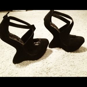 Geo Abstract Suede Wedges