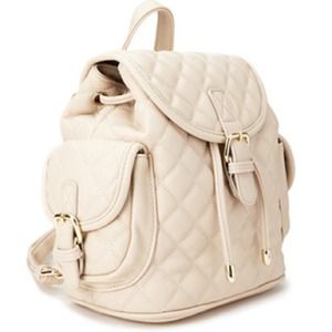 NEW Quilted Faux Leather Backpack Taupe