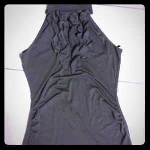 Dark Gray Sleeveless ruffle top