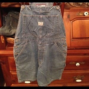 Vintage denim shortall overalls