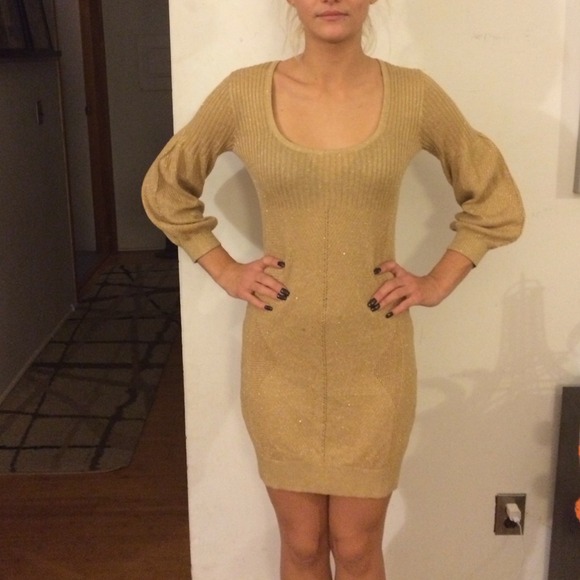 Arden B gold sweater dress, perfect 4 the holidays