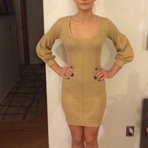 Arden B gold sweater dress, perfect 4 the holidays