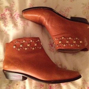 Tan Vintage Booties with Studs