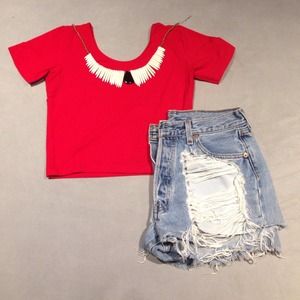 Red Cotton Crop Top