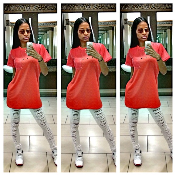 Long Red Leather Shirt - Picture 1 of 1