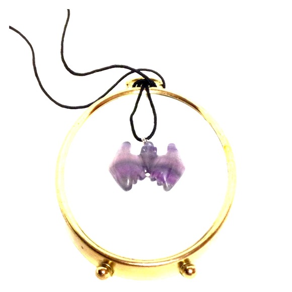 Hand carved Flourite Bat on Adjustable Nylon Cord