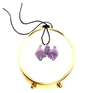 Hand carved Flourite Bat on Adjustable Nylon Cord