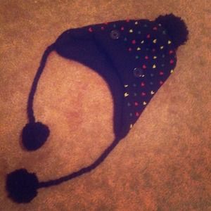 Reggae colored heart winter beanie