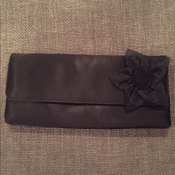 Black clutch with flower