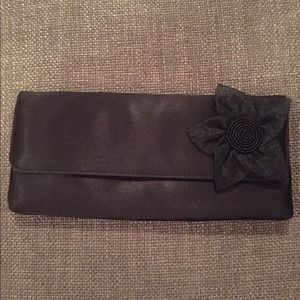 Black clutch with flower