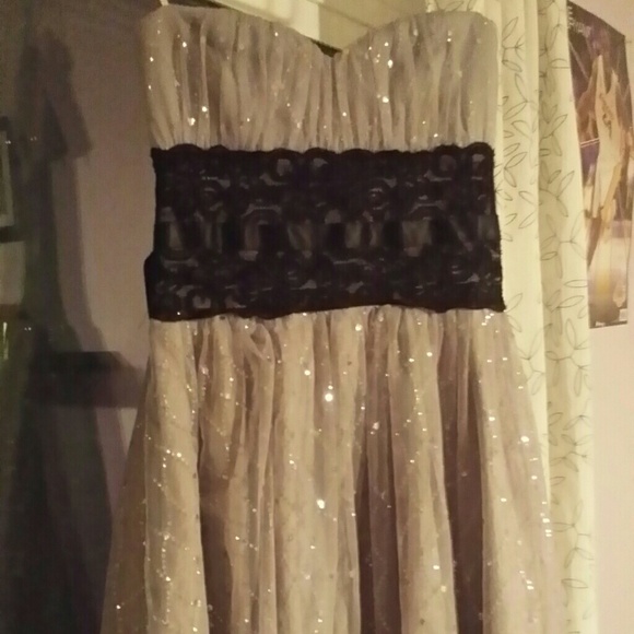 Strapless Gray & Black Dress