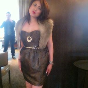 Dressy gold cocktail strapless dress