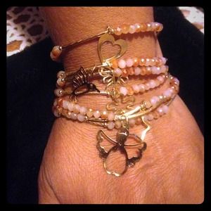 Handmade 10K gold plated 5 bracelet set