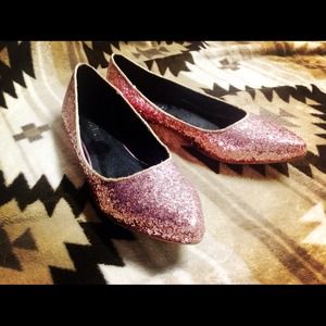 Pink glitter flats; buy now + free gifts