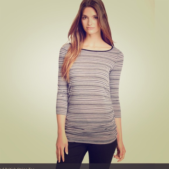 ✨ RUCHED STRIPED 3/4 TEE✨ NWOT