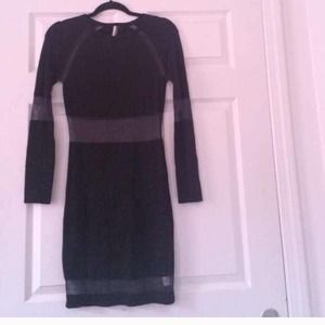 Black midi dress with mesh
