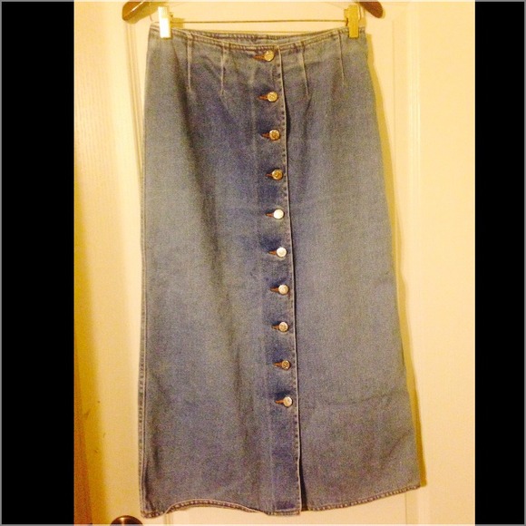 Vintage Natural Zone Long Jean Skirt