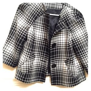 Womens petite black and white blazer 3/4 sleeve