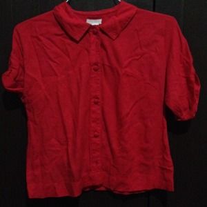 Red slightly cropped shirt
