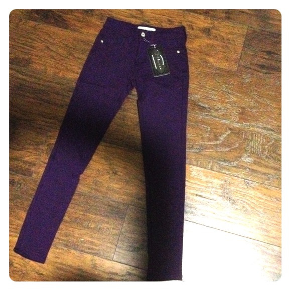 Purple jegging-style pants