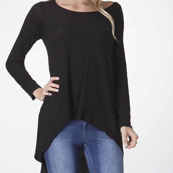 Brand new hi-low stretch tunic top in black
