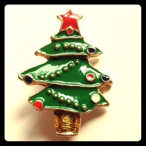 Vintage Holiday pin brooch Christmas tree.