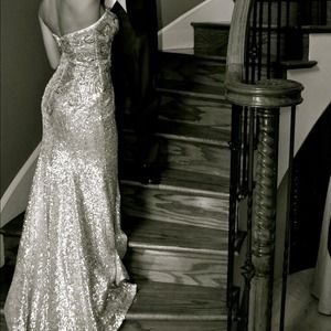 Peacock prom dress. Mermaid style gown. Worn once