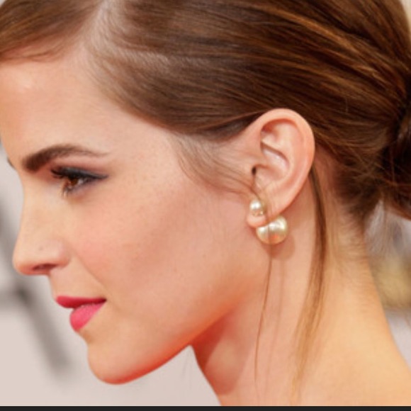 Dior inspired double pearl earrings