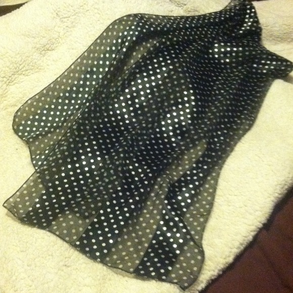 Black & White Polka Dot Shear Striped Scarf - Picture 1 of 4