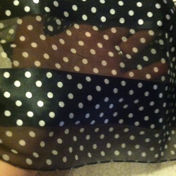 Black & White Polka Dot Shear Striped Scarf - Picture 3 of 4