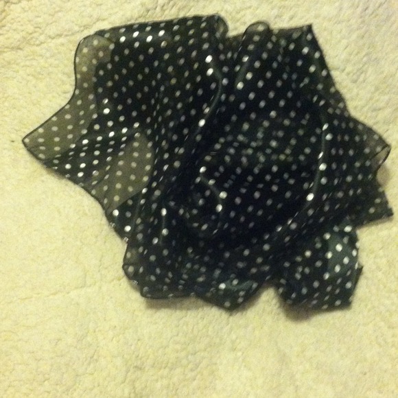 Black & White Polka Dot Shear Striped Scarf - Picture 4 of 4