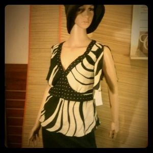 Black &  Light Beige Blouse