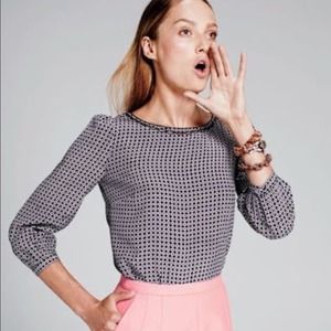 J.crew scalloped cut out silk top. Size 4.