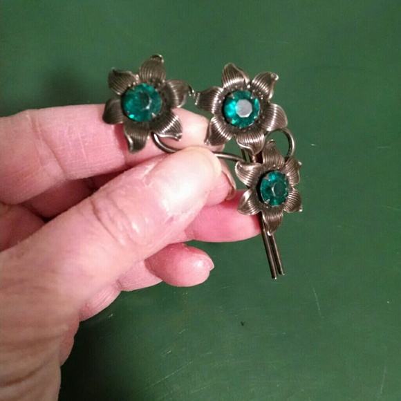 Vintage Sterling Brooch/Pendant Screwback Earrings - Picture 2 of 8