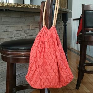Peach eyelet shoulder bag