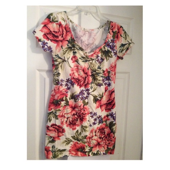Floral mini dress/ long tight tee