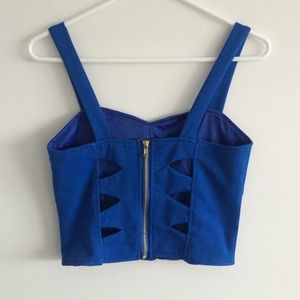 Blue Club Wear Cut Out Crop Top