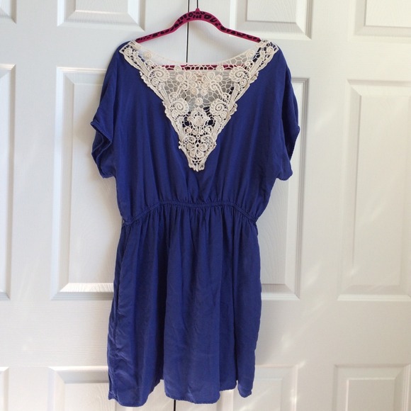 Royal blue crochet back sundress