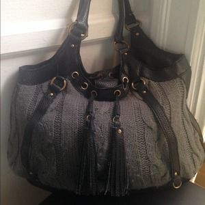Jessica London black and gray sweater purse