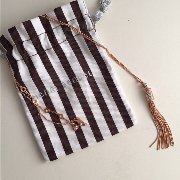 Henri Bendel Rose Gold Pavé Fringed Necklace