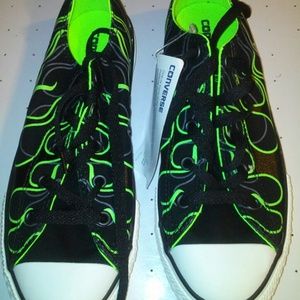 Neon green and black converse