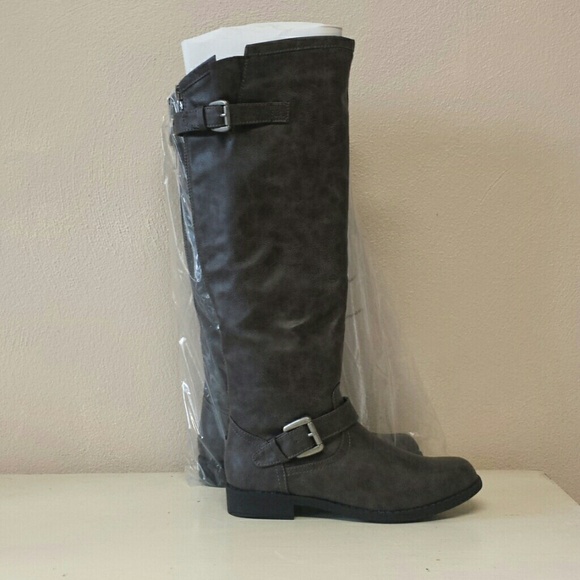 Dark Grey Knee High Boots
