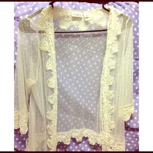 White / cream sheer lace sweater